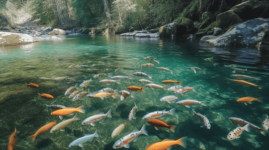 高山溪流中的鳟鱼图片