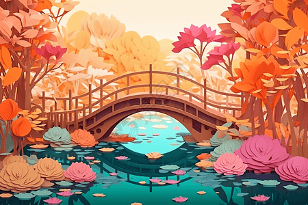 秋天的桥梁图片