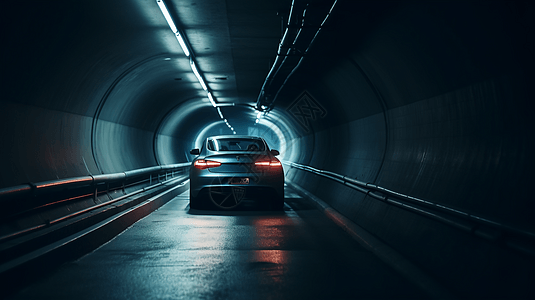 汽车驶过黑暗的隧道背景图片