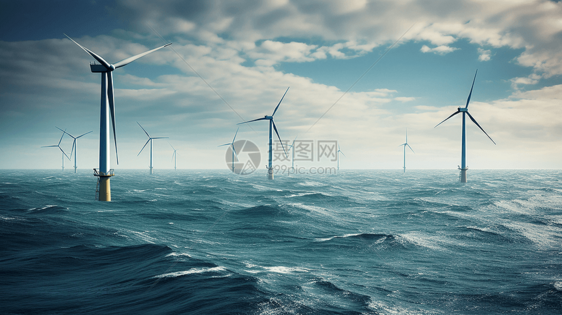 海洋里的风力发电机图片