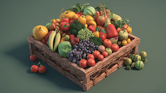 一篮子有机蔬菜水果图片