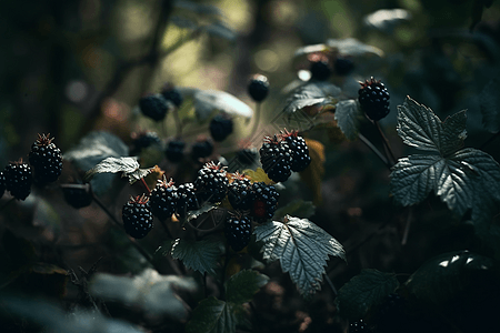树上的黑莓图片