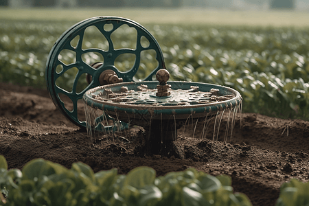 农田的自动洒水器图片