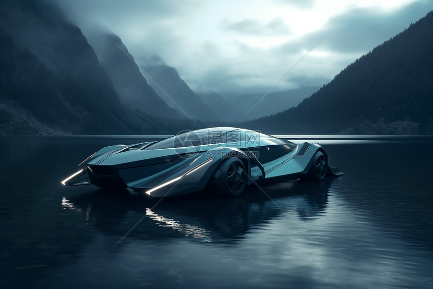 湖上的汽车图片