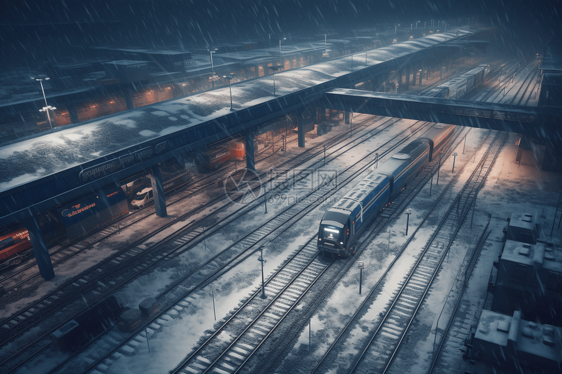 暴风雪时的火车图片