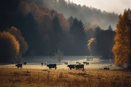 山里的牛群图片