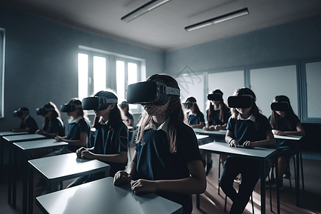 听课的人戴着VR眼镜图片