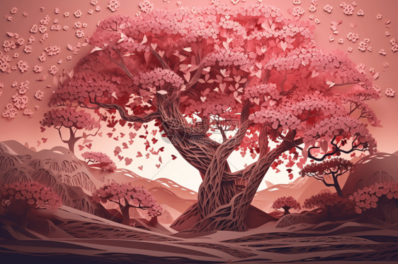 高耸的樱花树图片