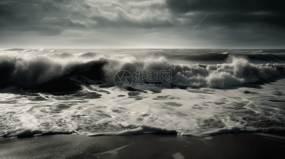 一个暴风雨的海滩图片