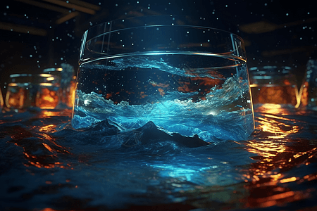 半透明玻璃流体的抽象3D动画图片