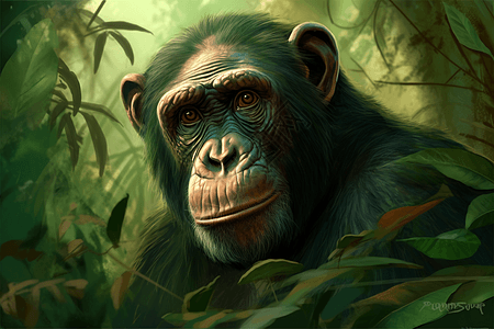 雨林中的黑猩猩图片