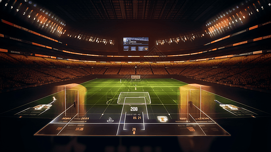虚拟屏幕的足球比赛图片