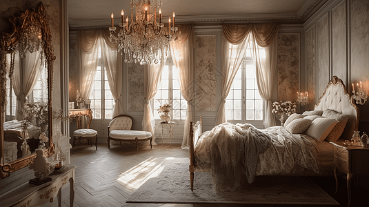 巴黎风格的卧室图片