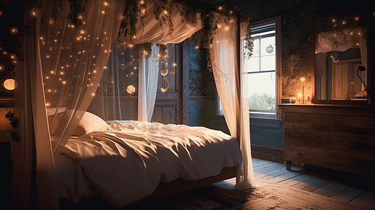 星空闪耀的卧室图片