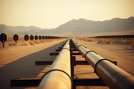 石油输送沙漠中的石油管道运输背景