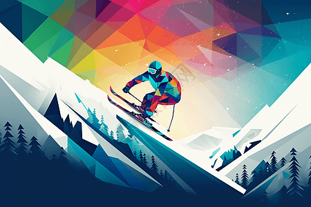 山区滑雪的男人图片