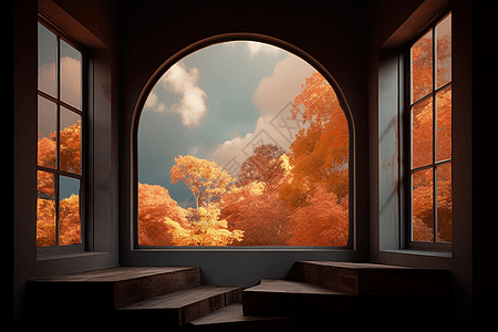 梦幻的窗户与美丽的自然图片