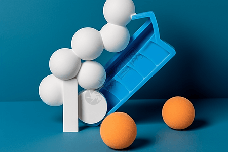 乒乓球与球拍形状创意图图片