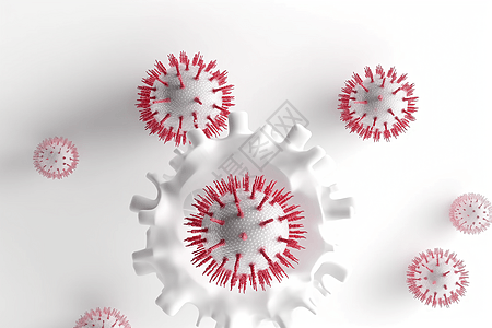 红色的病毒模型图片