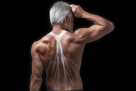 男子伸展背部肌肉图片
