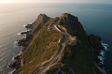 小岛上的公路背景图片