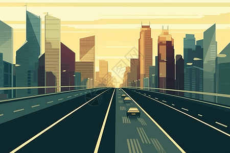 城市公路城市中的高速公路插画