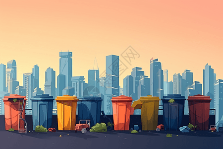 城市中的垃圾管理角图片