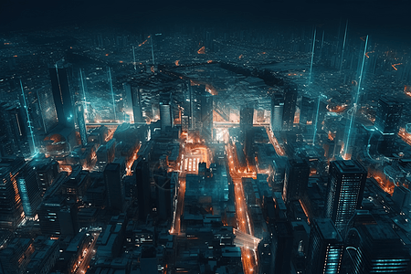 人工智能城市夜景图片