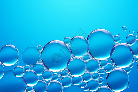 透明气泡蓝色背景图片