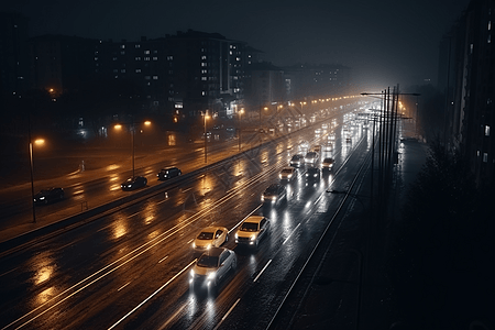 城市路灯和汽车背景图片