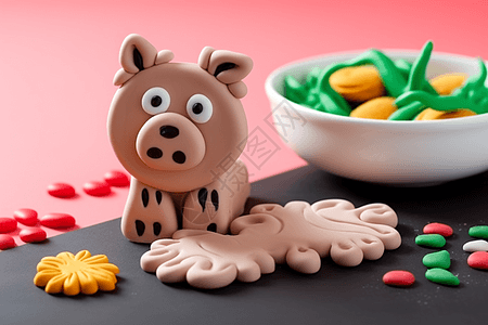 可爱猪形象可爱的猪的橡皮泥艺术背景