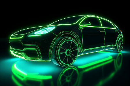 发光的电动汽车图片
