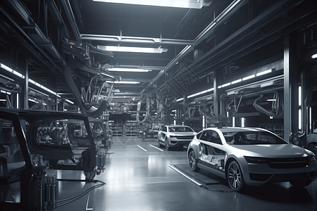 智能科技的汽车工厂背景图片
