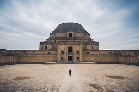 空旷的古建筑广场背景图片