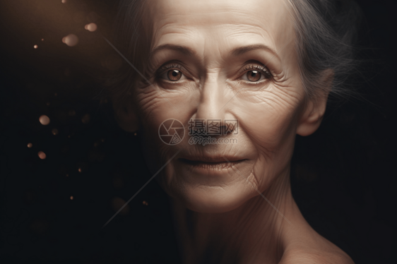 年长女性的面部特写图片