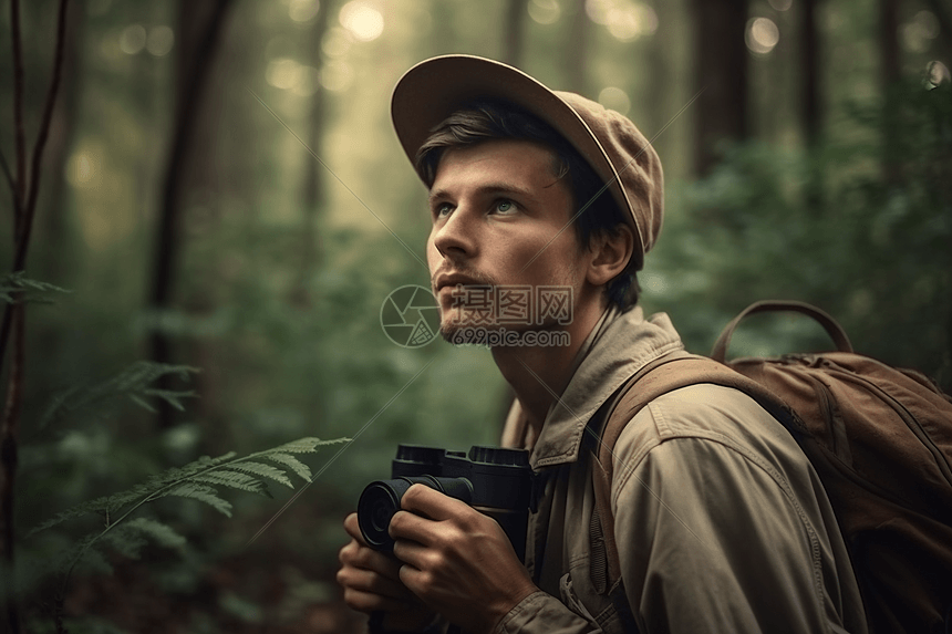森林中的探险家图片