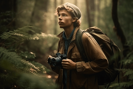 探索森林的冒险家图片