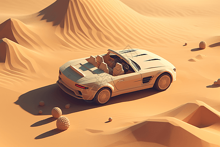 沙漠中的汽车图图片
