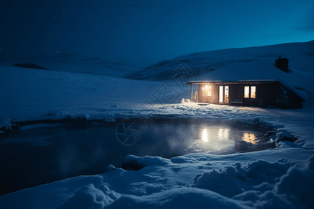 星空雪地冰山雪地的厂子背景