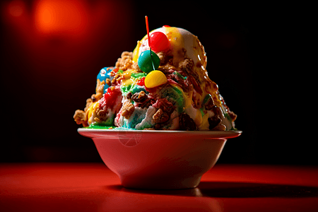 多个口味的冰淇淋圣代图片