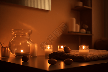 治疗室内柔和的烛光图片