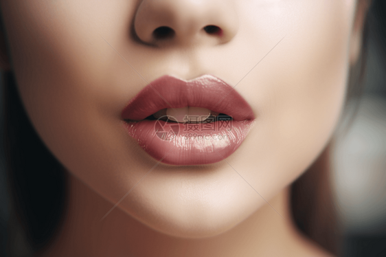 注射唇部填充物后的女性嘴唇图片