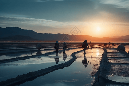 盐蒸发池塘背景图片