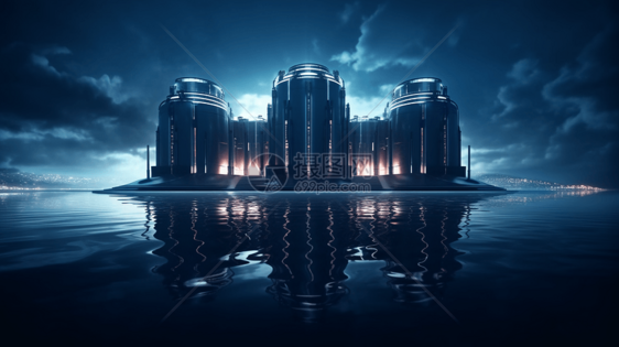 未来潮汐能工厂的对称设计图片