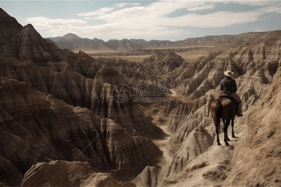骑士在峡谷里行走图片