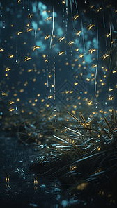 夜间发光的萤火虫图片