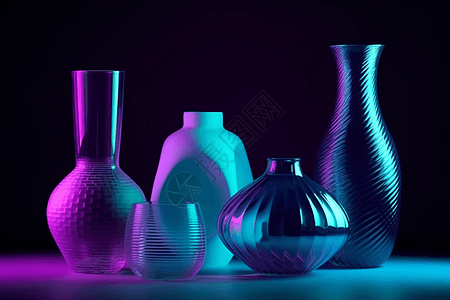 不同样式花瓶3D渲染图片