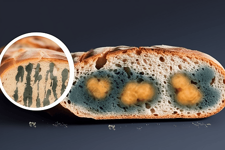 带霉菌的不可食用面包图片