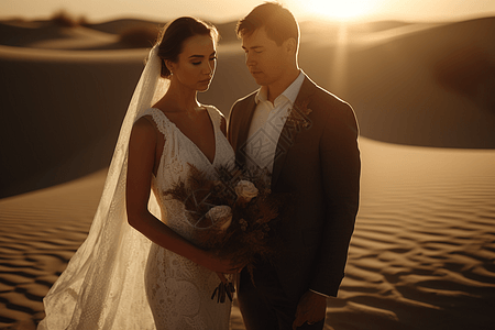 沙漠拍摄婚纱照背景图片