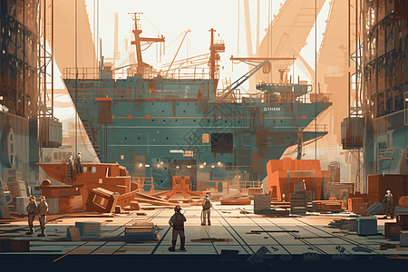 造船厂插画